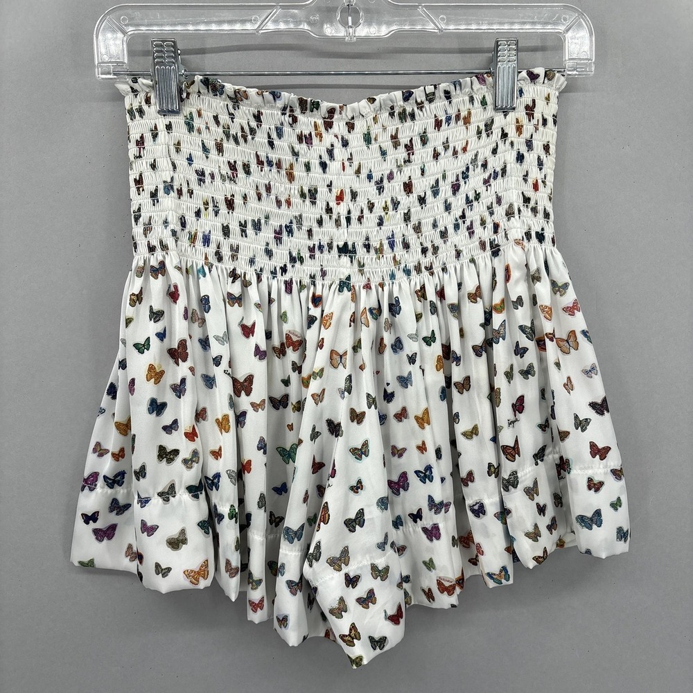 Koch Shorts Womens XS White Butterfly Print Smocked High Waist Made In USA - Picture 9 of 13